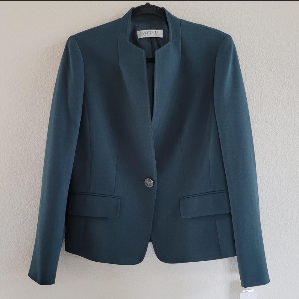 Kasper Blue Blazer Tailored Professional Suit Jacket